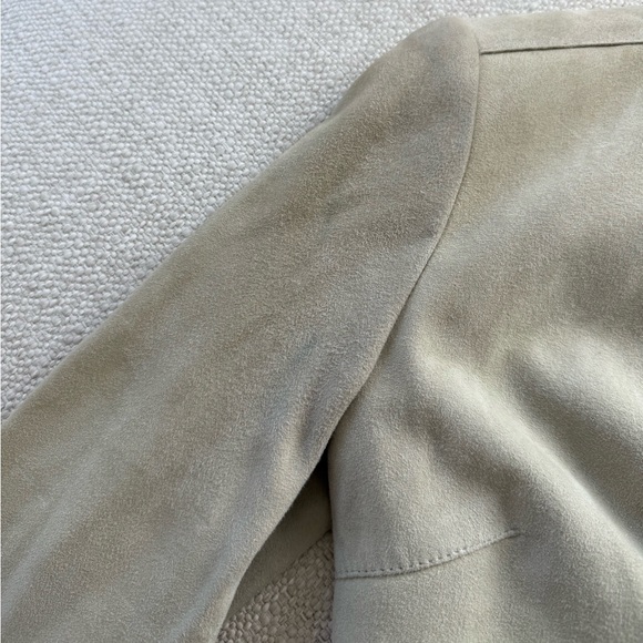 Vintage 90s Express Beige Suede Leather Shirt Jacket - Picture 5 of 9